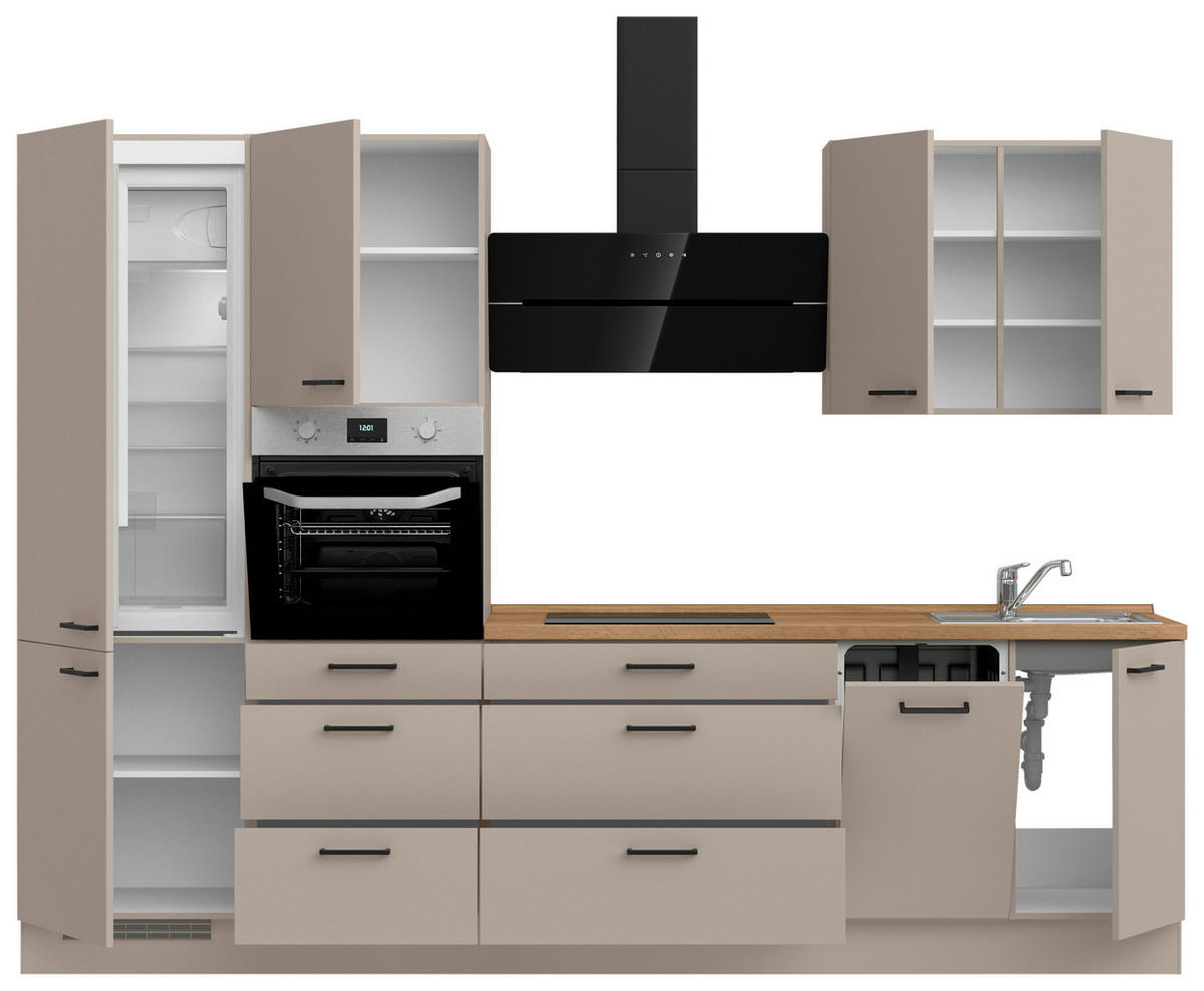 KÜCHENBLOCK Easytouch 300 cm  in Eichefarben, Sandfarben  - Sandfarben/Eichefarben, MODERN, Holzwerkstoff/Metall (300cm) - Nobilia
