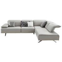 ECKSOFA in Echtleder Hellgrau  295/231 cm  - Dunkelgrau/Anthrazit, Design, Leder/Metall (295/231cm) - Johann Jakob