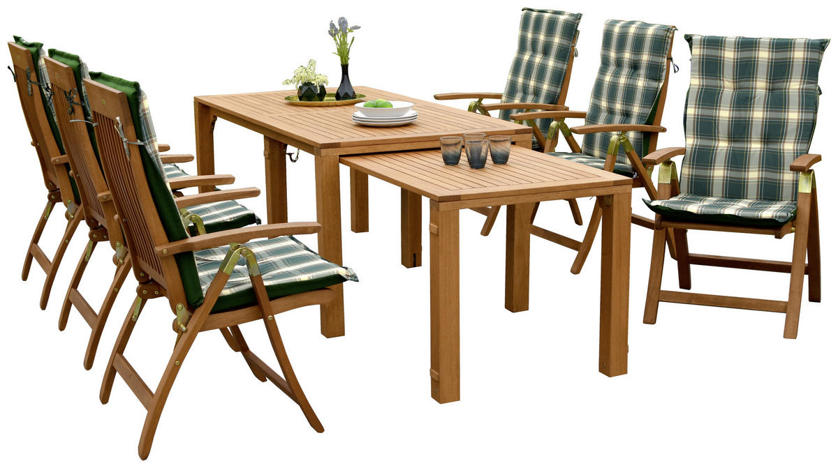 GARTENSET Eukalyptusholz Hartholz  - Naturfarben/Grün, KONVENTIONELL, Holz/Textil - Gardenson