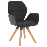 ARMLEHNSTUHL  in Echtleder pigmentiert  - Wildeiche/Graphitfarben, Design, Leder/Holz (62/91/59cm) - Valdera