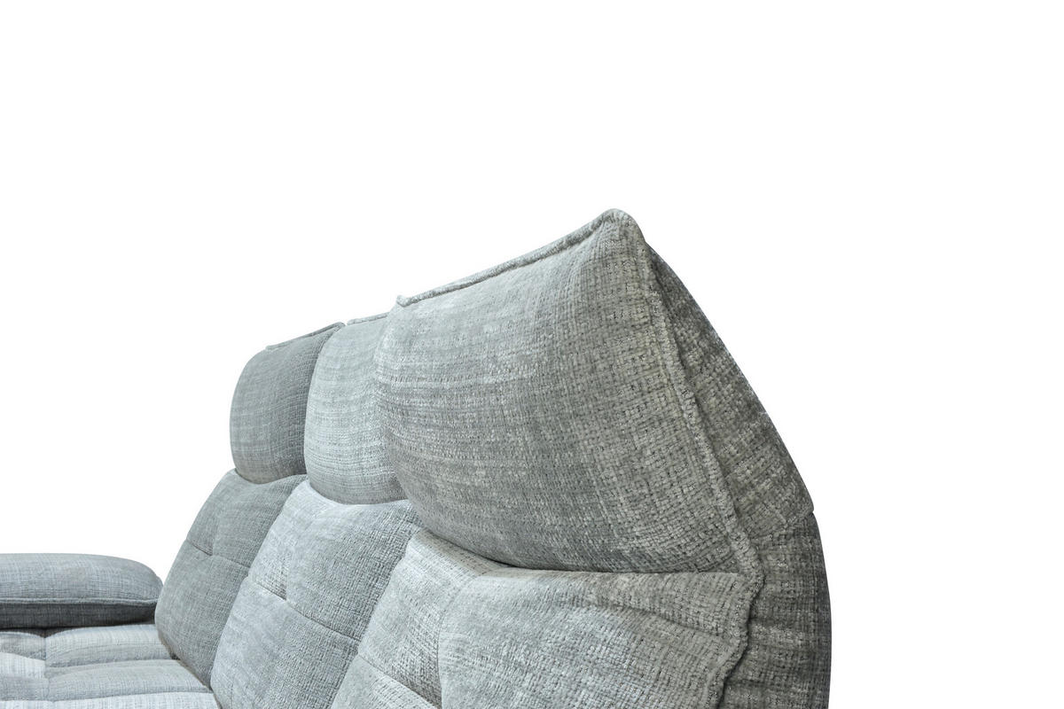 ECKSOFA Hellgrau Chenille  - Hellgrau/Schwarz, Design, Kunststoff/Textil (162/314cm) - Livetastic