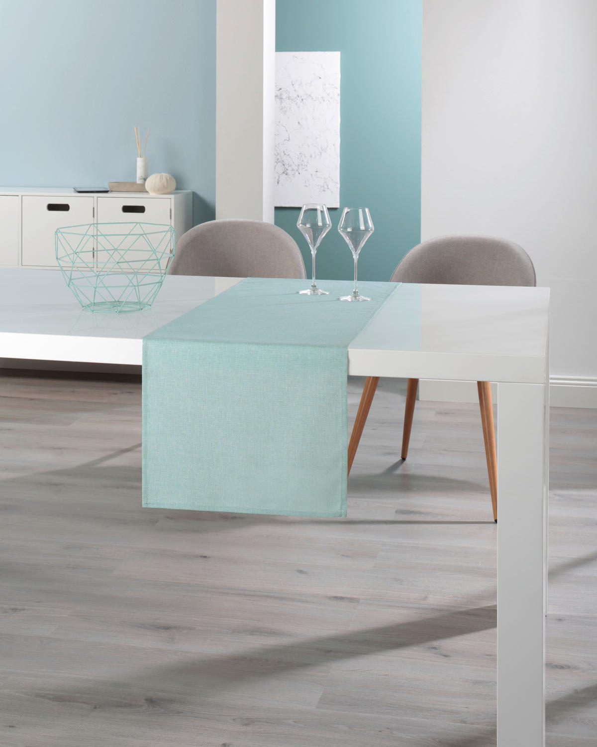 TISCHLÄUFER OSLO Textil Pastellblau 40/140 cm  - Pastellblau, Basics, Textil (40/140cm) - Peyer Syntex