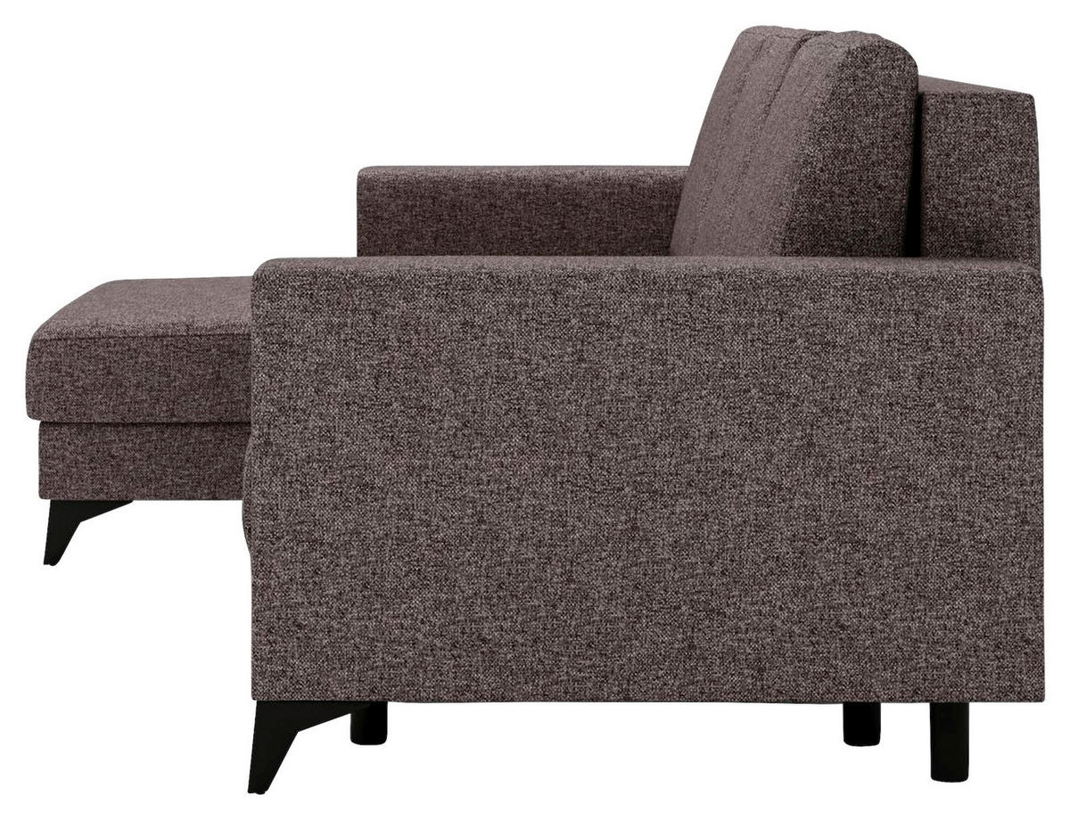 ECKSOFA in Flachgewebe Braun  - Schwarz/Braun, Design, Textil/Metall (156/244cm) - Livetastic
