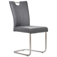 SCHWINGSTUHL  in Edelstahl Echtleder pigmentiert  - Edelstahlfarben/Grau, Design, Leder/Metall (44/99/57cm) - Valdera