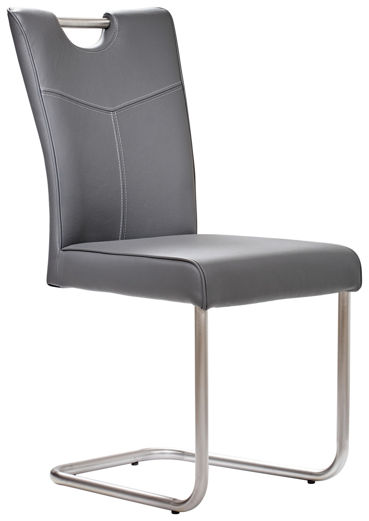 SCHWINGSTUHL  in Edelstahl Echtleder pigmentiert  - Edelstahlfarben/Grau, Design, Leder/Metall (44/99/57cm) - Valdera