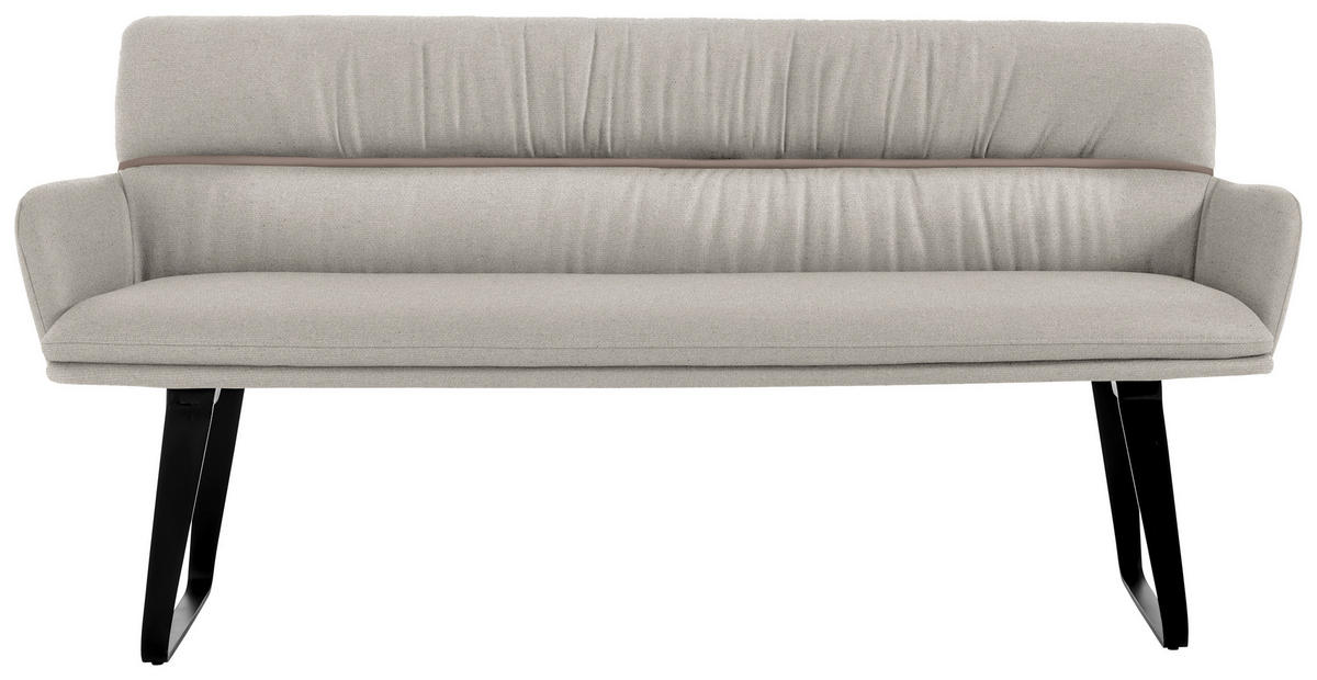 SITZBANK 220/86/68 cm Mikrofaser Kupferfarben, Grau  - Schwarz/Grau, Design, Textil/Metall (220/86/68cm) - Valdera