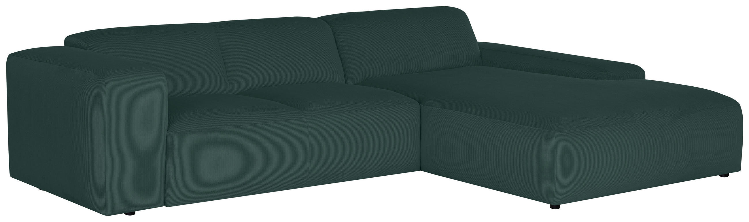 ECKSOFA in Cord Grün  - Schwarz/Grün, Design, Kunststoff/Textil (304/200cm) - MID.YOU