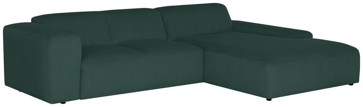 ECKSOFA HANNAH Grün Cord  - Schwarz/Grün, Design, Kunststoff/Textil (304/200cm) - MID.YOU