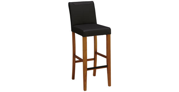 BARHOCKER in Holz, Leder Grau, Eichefarben - Eichefarben/Grau, KONVENTIONELL, Leder/Holz (38/105/53cm) - Cantus