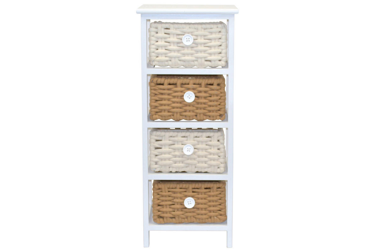 KOMMODE  in  - Creme/Braun, Design, Holz/Textil (25/30/74cm) - MID.YOU