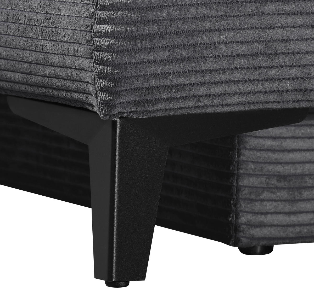 SCHLAFSOFA Cord Anthrazit  inkl. Bettkasten, Schlaffunktion, Armteilverstellung  - Anthrazit/Schwarz, Design, Textil/Metall (200/85/90cm) - Novel