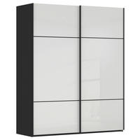 SCHWEBETÜRENSCHRANK in Schwarz, Weiss  - Weiss/Schwarz, Konventionell, Glas/Holzwerkstoff (181/223/67cm) - Novel