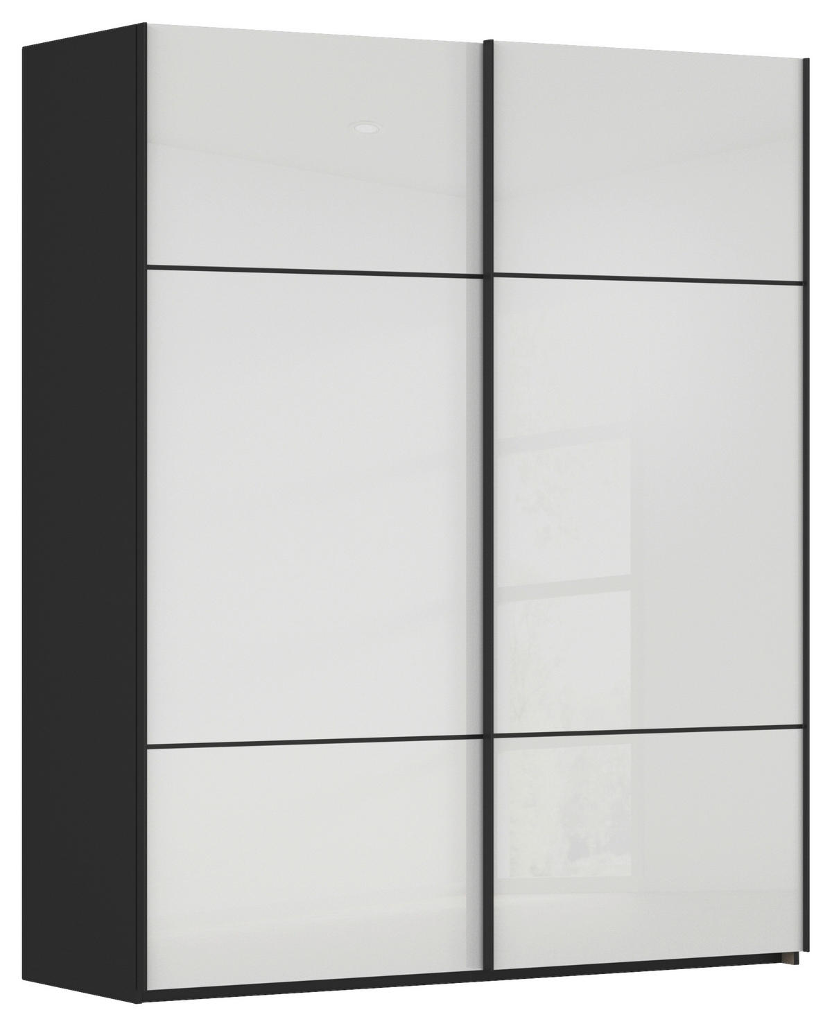 SCHWEBETÜRENSCHRANK in Schwarz, Weiss  - Weiss/Schwarz, Konventionell, Glas/Holzwerkstoff (181/223/67cm) - Novel