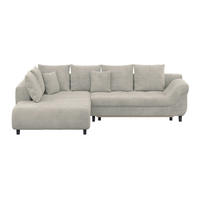 ECKSOFA MENDOZA NEW Grau Chenille, Struktur Zierkissen, Rückenkissen, Bettkasten  - Schwarz/Grau, KONVENTIONELL, Textil (197/309cm) - MID.YOU