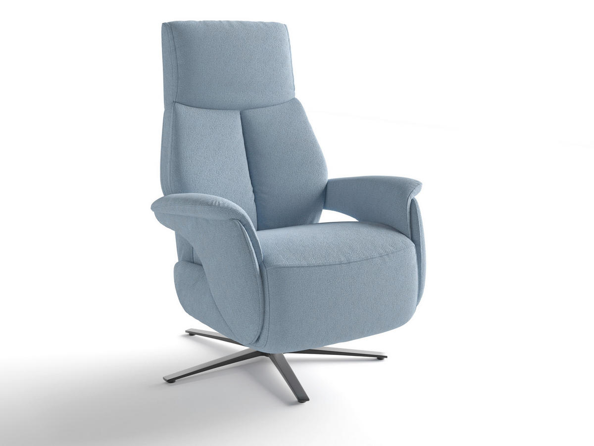 RELAXSESSEL Textil Hellblau  - Schwarz/Hellblau, Basics, Textil/Metall (75/110/85cm) - Sit & More