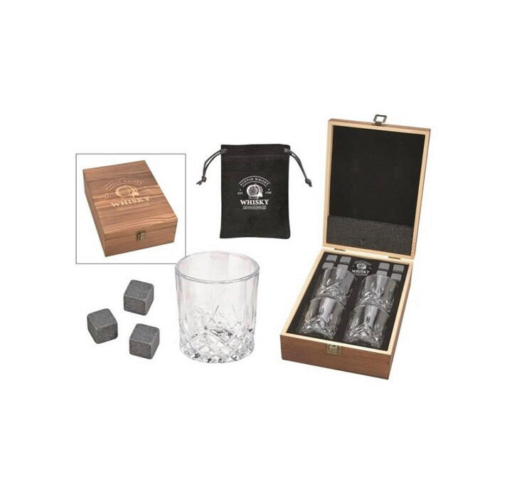 SET ČAŠA ZA VISKI  12 delova   - prozirna/braon, Osnovno, kamen/staklo (55/52/25cm)