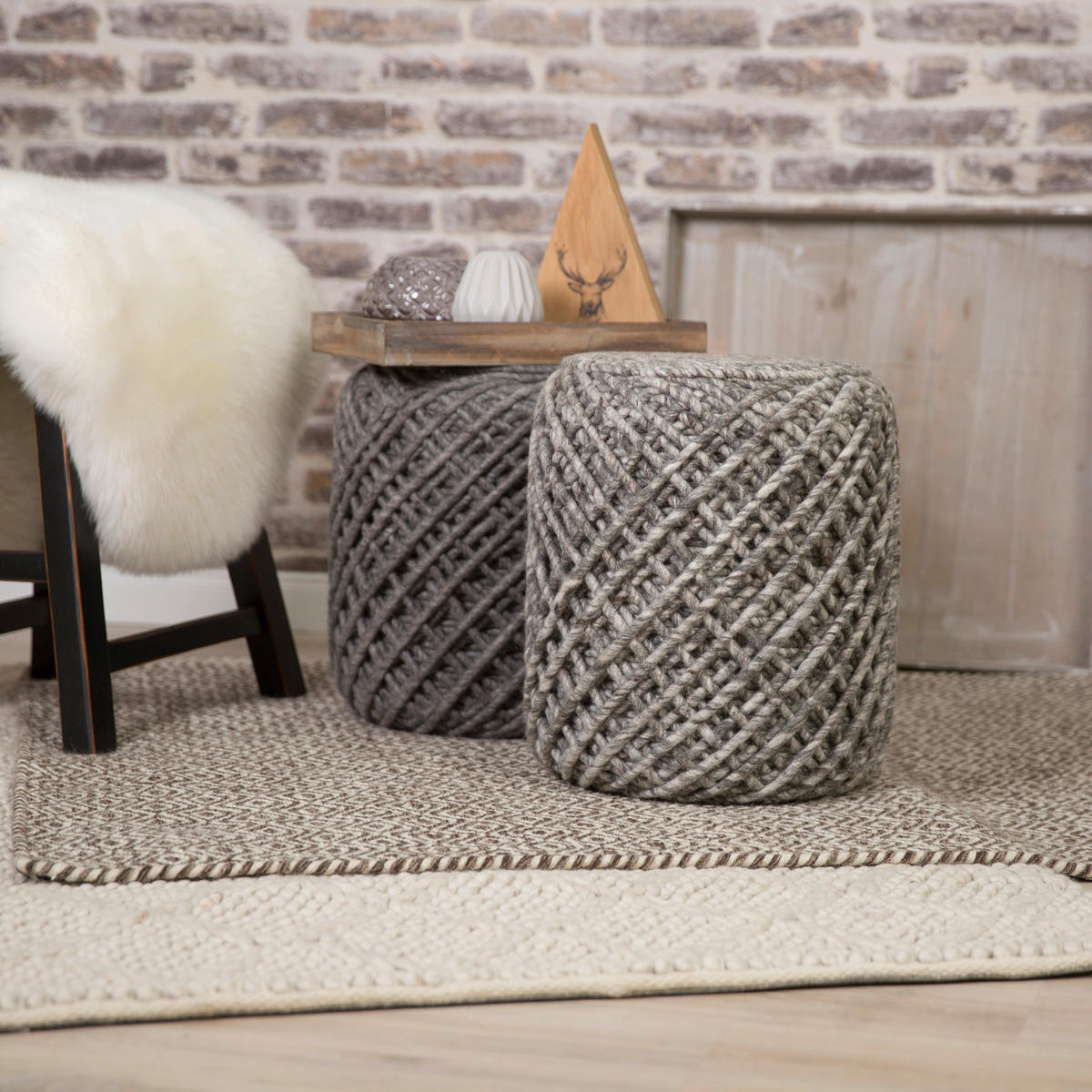 POUF in Taupe Textil  - Taupe, Trend, Textil (40/40cm) - Obsession