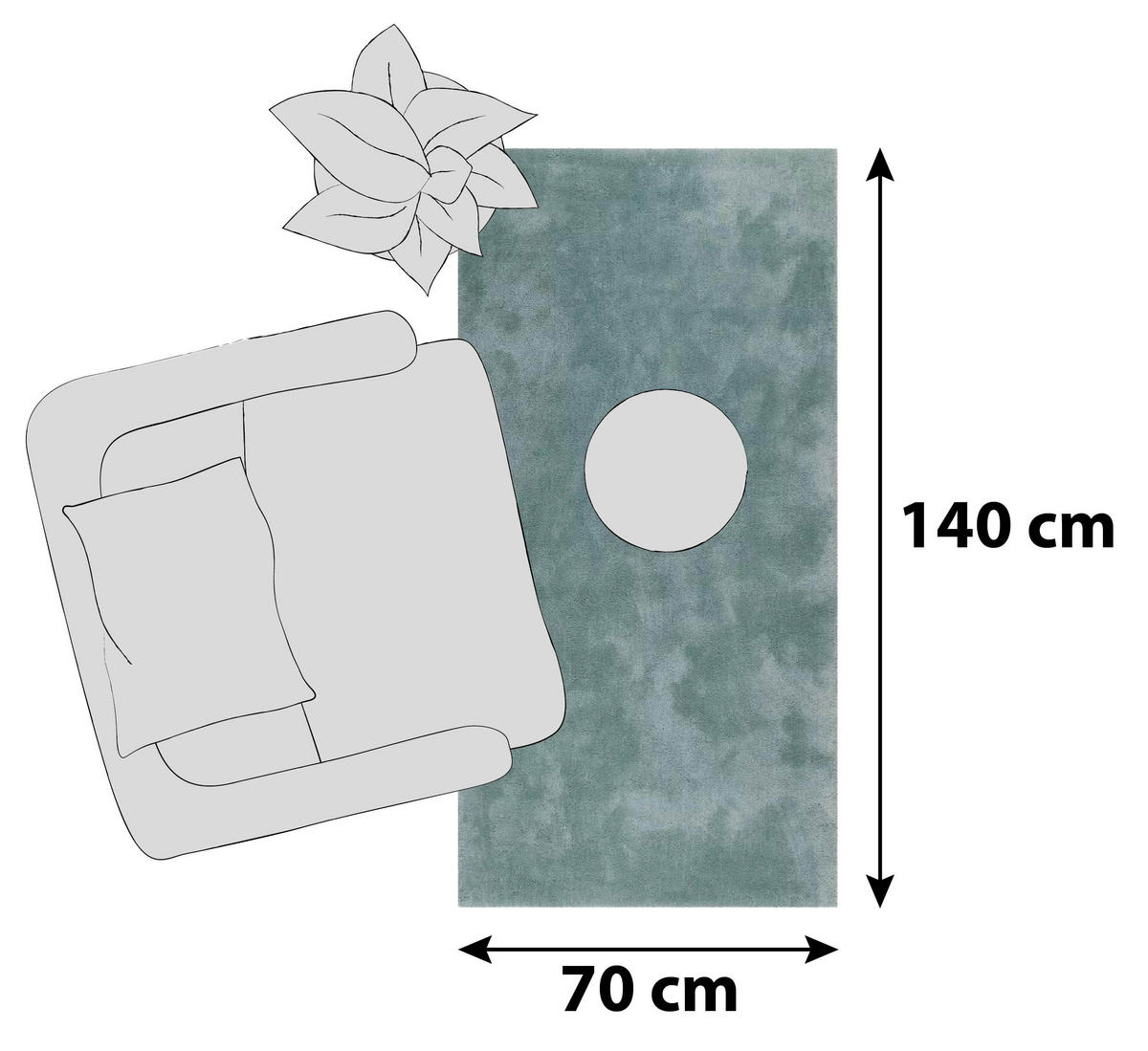 HOCHFLORTEPPICH 70/140 cm Relaxx Türkis  - Türkis, Basics, Textil (70/140cm) - Esprit