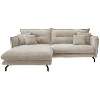 ECKSOFA in Cord Beige  180/255 cm  - Beige/Schwarz, MODERN, Textil/Metall (180/255cm) - Livetastic
