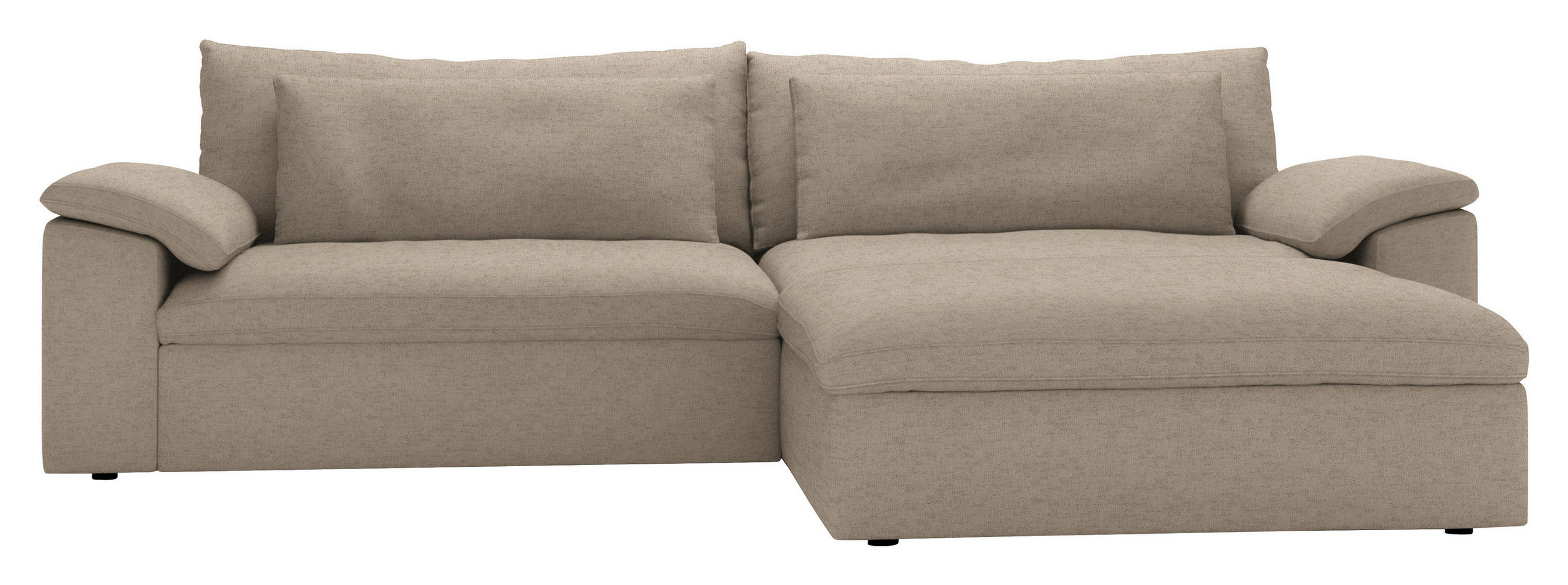 ECKSOFA  Flachgewebe Naturfarben  - Schwarz/Naturfarben, Modern, Kunststoff/Textil (306/198cm) - Carryhome