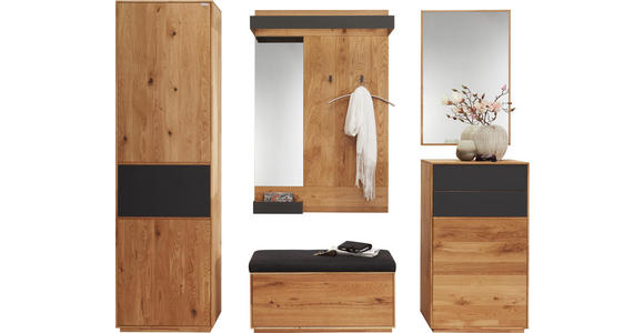 GARDEROBENSCHRANK 60/205/38 cm - Eichefarben/Anthrazit, Natur, Glas/Holz (60/205/38cm) - Valnatura