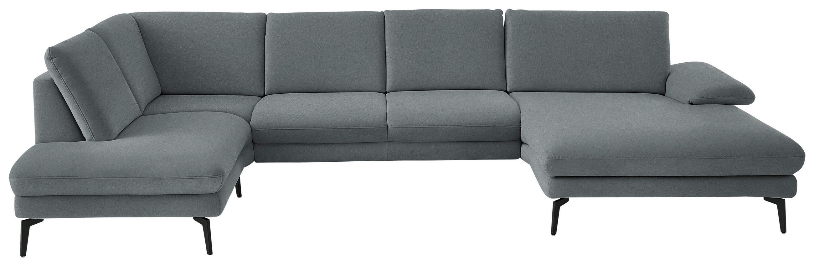 WOHNLANDSCHAFT  in Chenille, Flachgewebe Dunkelgrau  - Dunkelgrau/Schwarz, Design, Textil/Metall (208/344/180cm) - Dieter Knoll