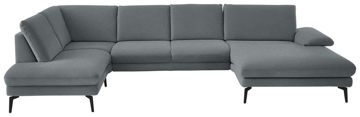 WOHNLANDSCHAFT  in Chenille, Flachgewebe Dunkelgrau  - Dunkelgrau/Schwarz, Design, Textil/Metall (208/344/180cm) - Dieter Knoll