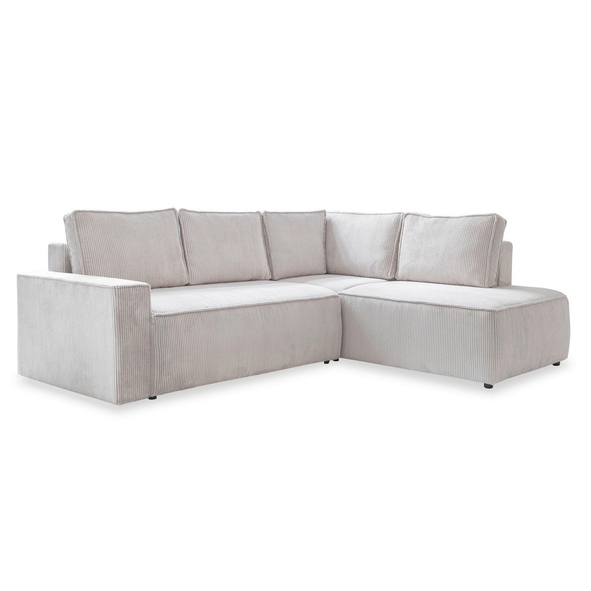 ECKSOFA in Cord Beige  - Beige/Schwarz, Design, Kunststoff/Textil (247/194cm) - MID.YOU