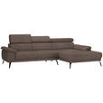 ECKSOFA in Velours Braun  - Schwarz/Braun, Design, Textil/Metall (295/187cm) - Novel