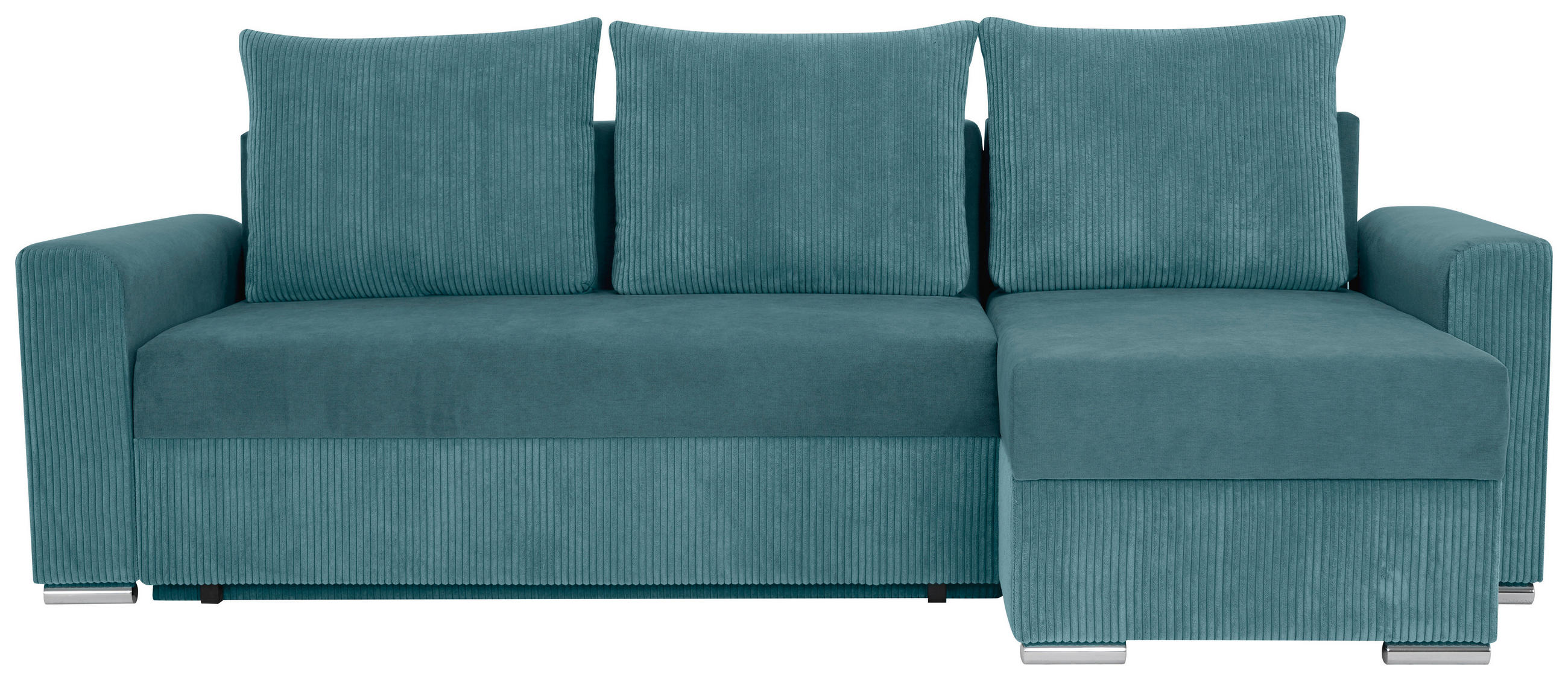 ECKSOFA in Cord, Mikrofaser Graublau  239/141 cm  - Chromfarben/Graublau, Design, Kunststoff/Textil (239/141cm) - Livetastic