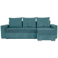 ECKSOFA Graublau Cord, Mikrofaser  - Chromfarben/Graublau, Design, Kunststoff/Textil (239/141cm) - Livetastic