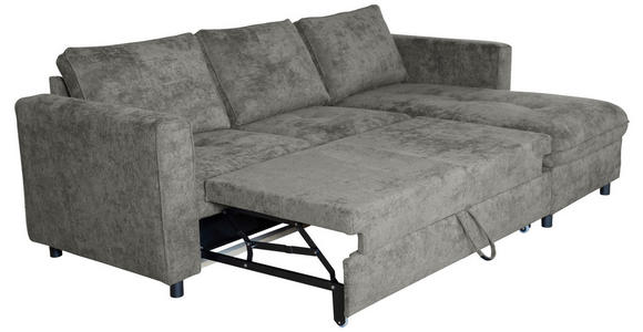 ECKSOFA in Flachgewebe Grau  - Schwarz/Grau, KONVENTIONELL, Textil/Metall (252/162cm) - Carryhome