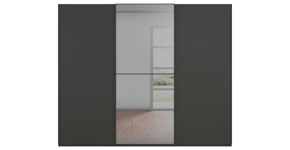 SCHWEBETÜRENSCHRANK  in Graphitfarben  - Graphitfarben, KONVENTIONELL, Glas/Holzwerkstoff (271/223/68cm) - Novel