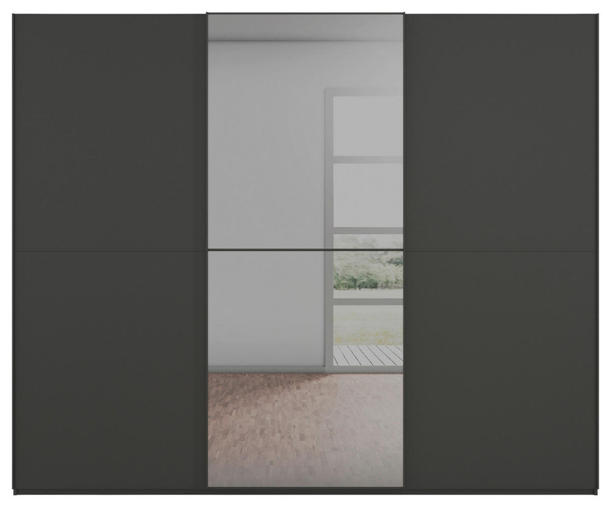 SCHWEBETÜRENSCHRANK 271/223/68 cm 3-türig Graphitfarben  - Graphitfarben, KONVENTIONELL, Glas/Holzwerkstoff (271/223/68cm) - Novel