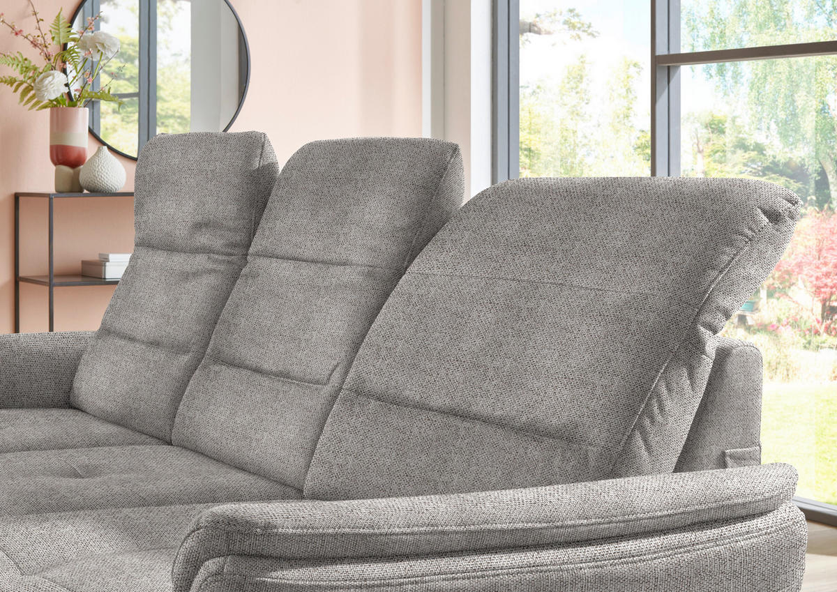 ECKSOFA in Flachgewebe Graubraun  - Graubraun/Schwarz, Konventionell, Textil/Metall (260/181cm) - Beldomo Speed