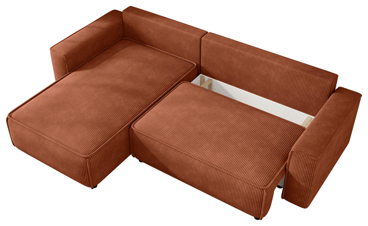 ECKSOFA  Cord Rostfarben  - Rostfarben/Schwarz, Modern, Kunststoff/Textil (190/280cm) - MID.YOU