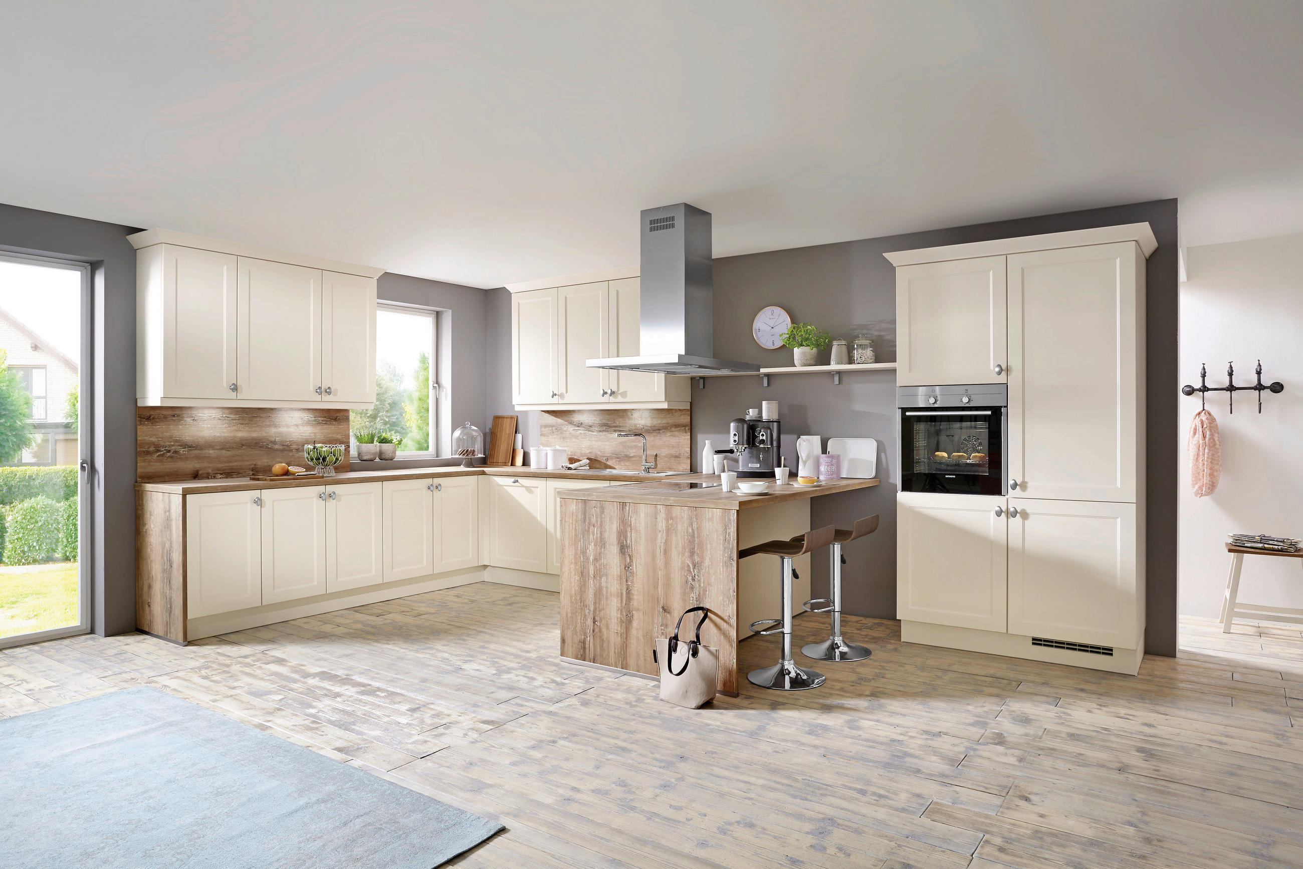 EINBAUKÜCHE   - Magnolie, Design, Holzwerkstoff - Celina