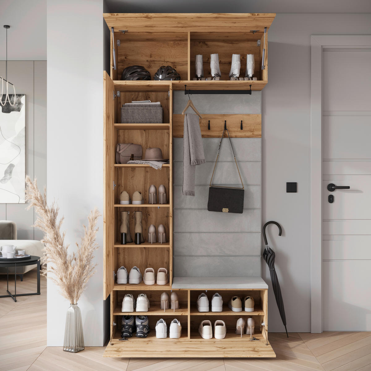 GARDEROBE  in 115/231,9/37,5 cm  - Eiche Wotan, Trend, Holzwerkstoff/Textil (115/231,9/37,5cm) - Livetastic