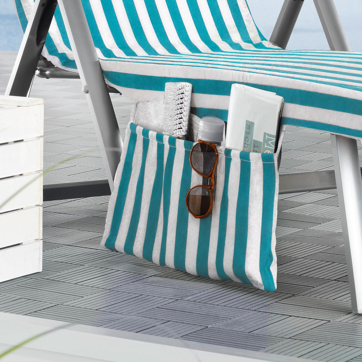 PODLOŽKA NA LEHÁTKO, 70/200 cm - bílá/tyrkysová, Konvenční, textil (70/200cm) - Esposa