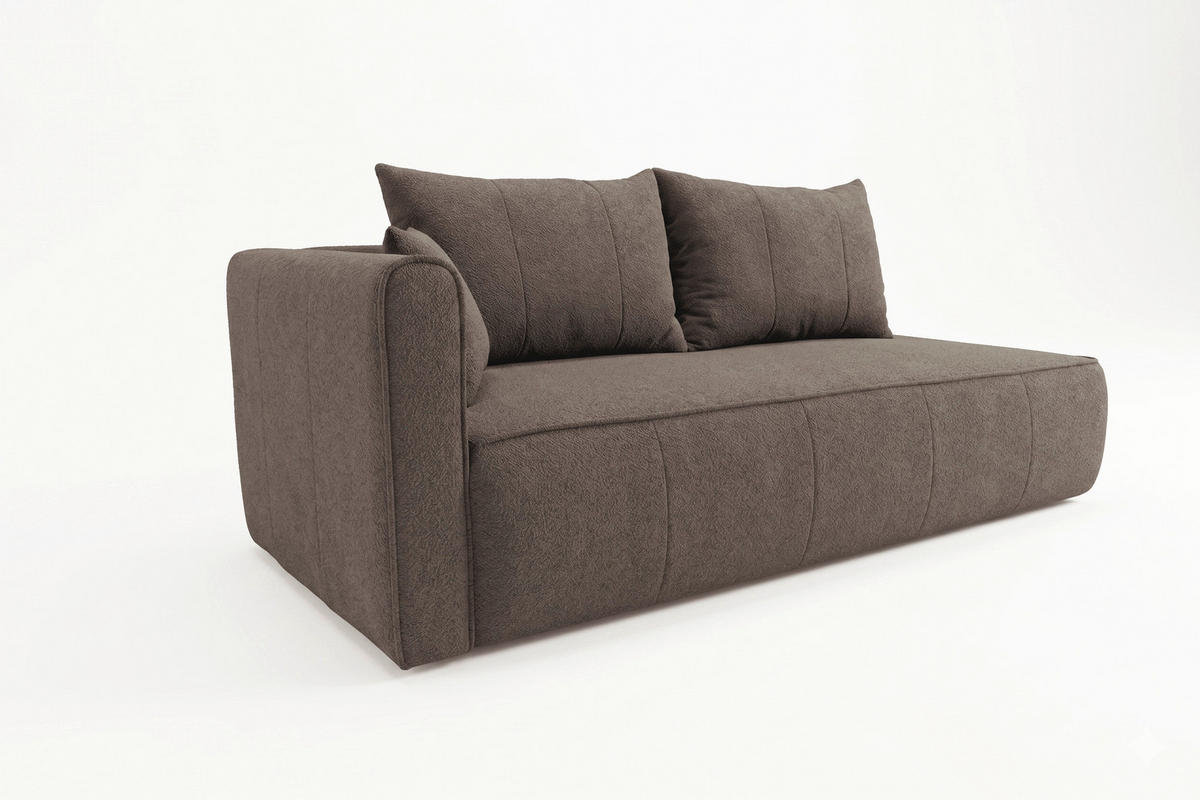 RÉCAMIERE HEVIA in Bouclé Braun  inkl.  - Schwarz/Braun, Design, Kunststoff/Textil (98/97/235cm) - MID.YOU