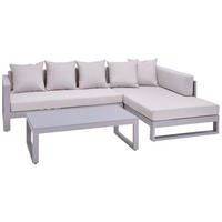 LOUNGEGARNITUR 248/180 cm Aluminium  - Hellgrau, Design, Glas/Textil (248/180cm) - Amatio