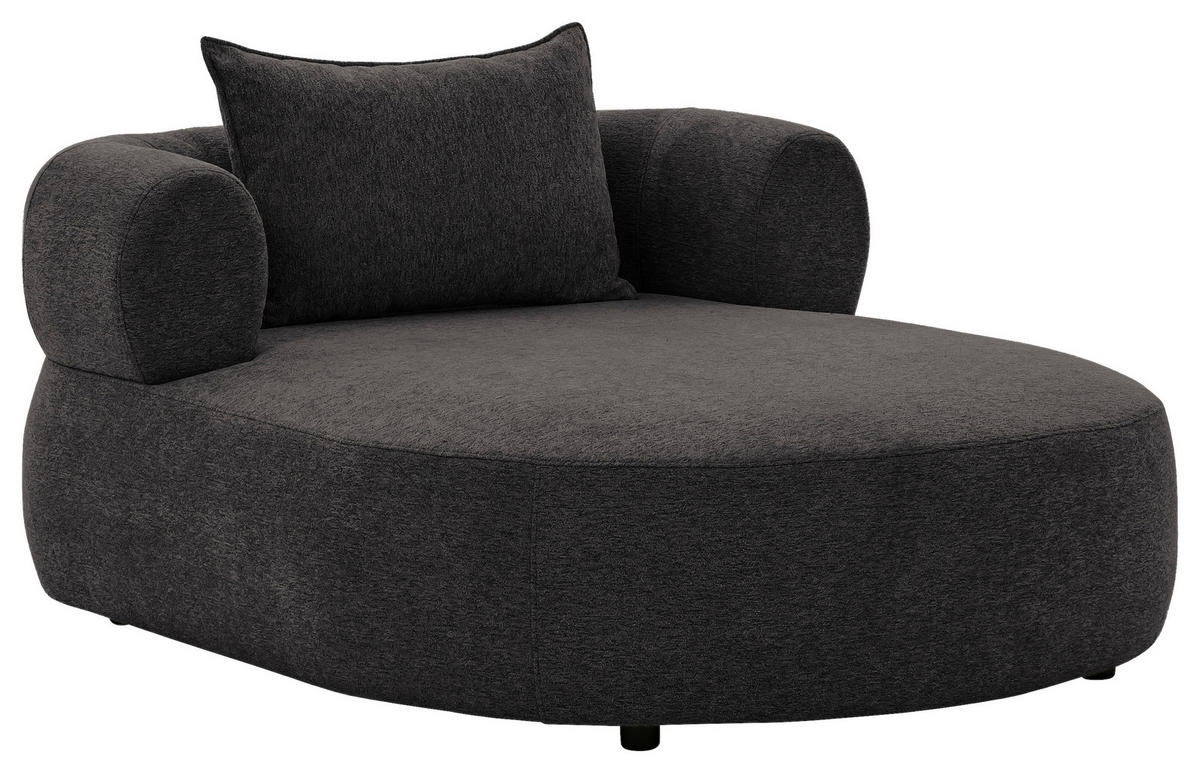 XXL-SESSEL FERRO Chenille Schwarz    - Schwarz, Design, Kunststoff/Textil (122/76/156cm) - Livetastic