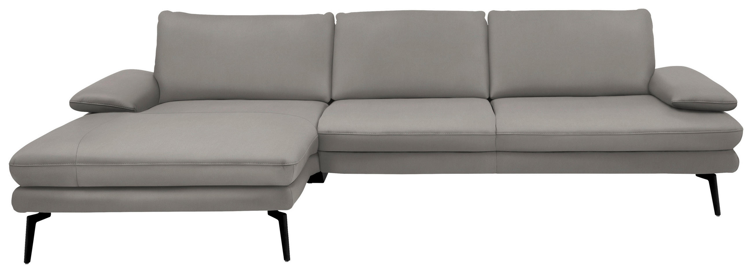 ECKSOFA in Echtleder Silberfarben  - Silberfarben/Schwarz, Design, Leder/Metall (180/310cm) - Dieter Knoll