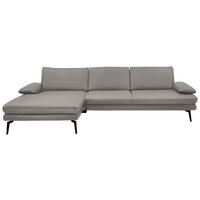 ECKSOFA in Echtleder Silberfarben  - Silberfarben/Schwarz, Design, Leder/Metall (180/310cm) - Dieter Knoll