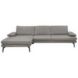 ECKSOFA in Echtleder Silberfarben  180/310 cm  - Silberfarben/Schwarz, Design, Leder/Metall (180/310cm) - Dieter Knoll