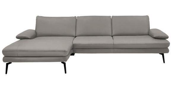 ECKSOFA in Echtleder Silberfarben 180/310 cm - Silberfarben/Schwarz, Design, Leder/Metall (180/310cm) - Dieter Knoll