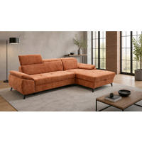 ECKSOFA  Struktur Rostfarben  - Rostfarben/Schwarz, Basics, Holz/Holzwerkstoff (281/166cm) - MID.YOU