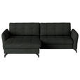 ECKSOFA in Flachgewebe, Leinenoptik Anthrazit  170/242 cm  - Anthrazit/Schwarz, Design, Textil/Metall (170/242cm) - Xora
