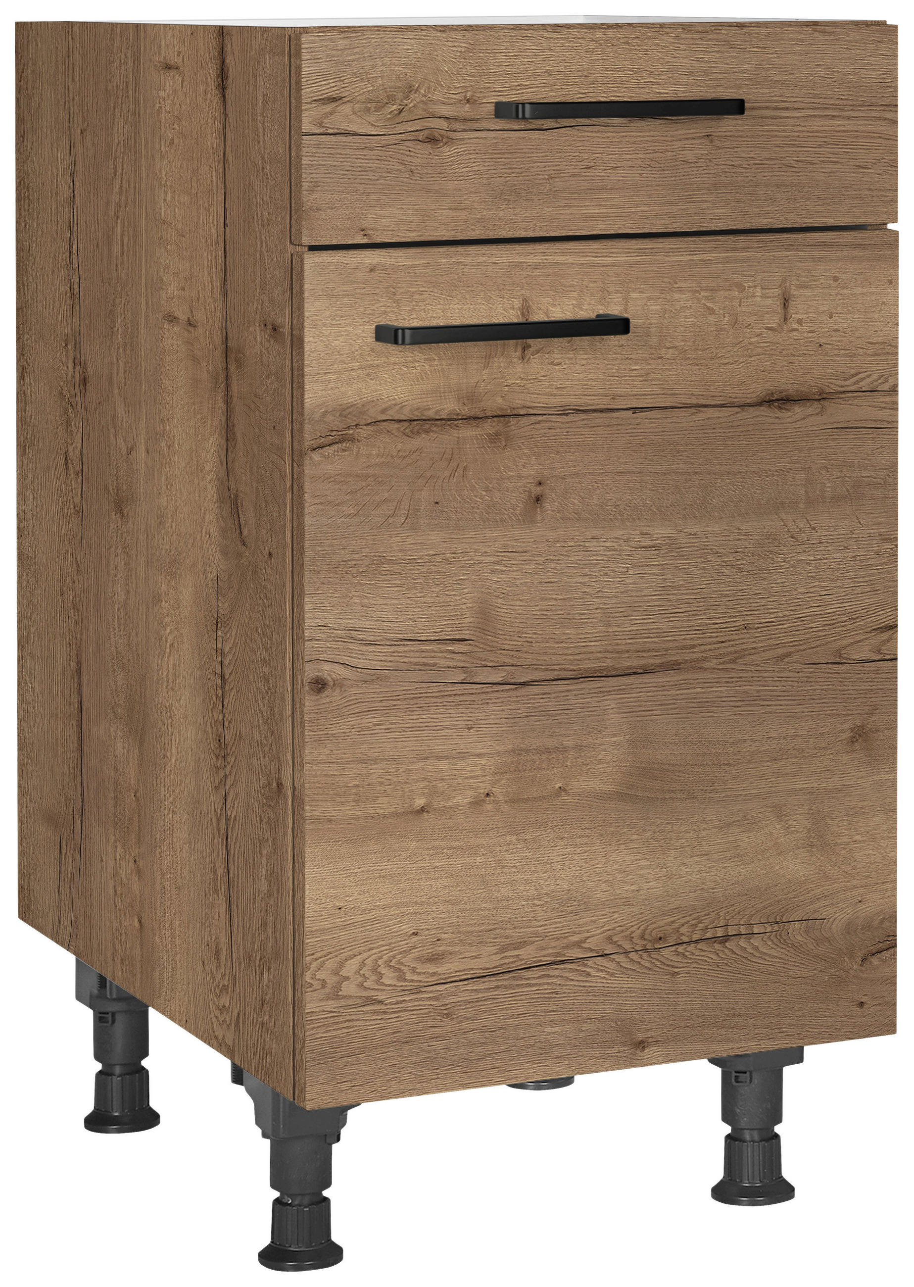 SCHUBKASTENUNTERSCHRANK 45/87/56 cm  in Eiche dunkel  - Eiche dunkel/Schwarz, MODERN, Holzwerkstoff/Metall (45/87/56cm) - Nobilia