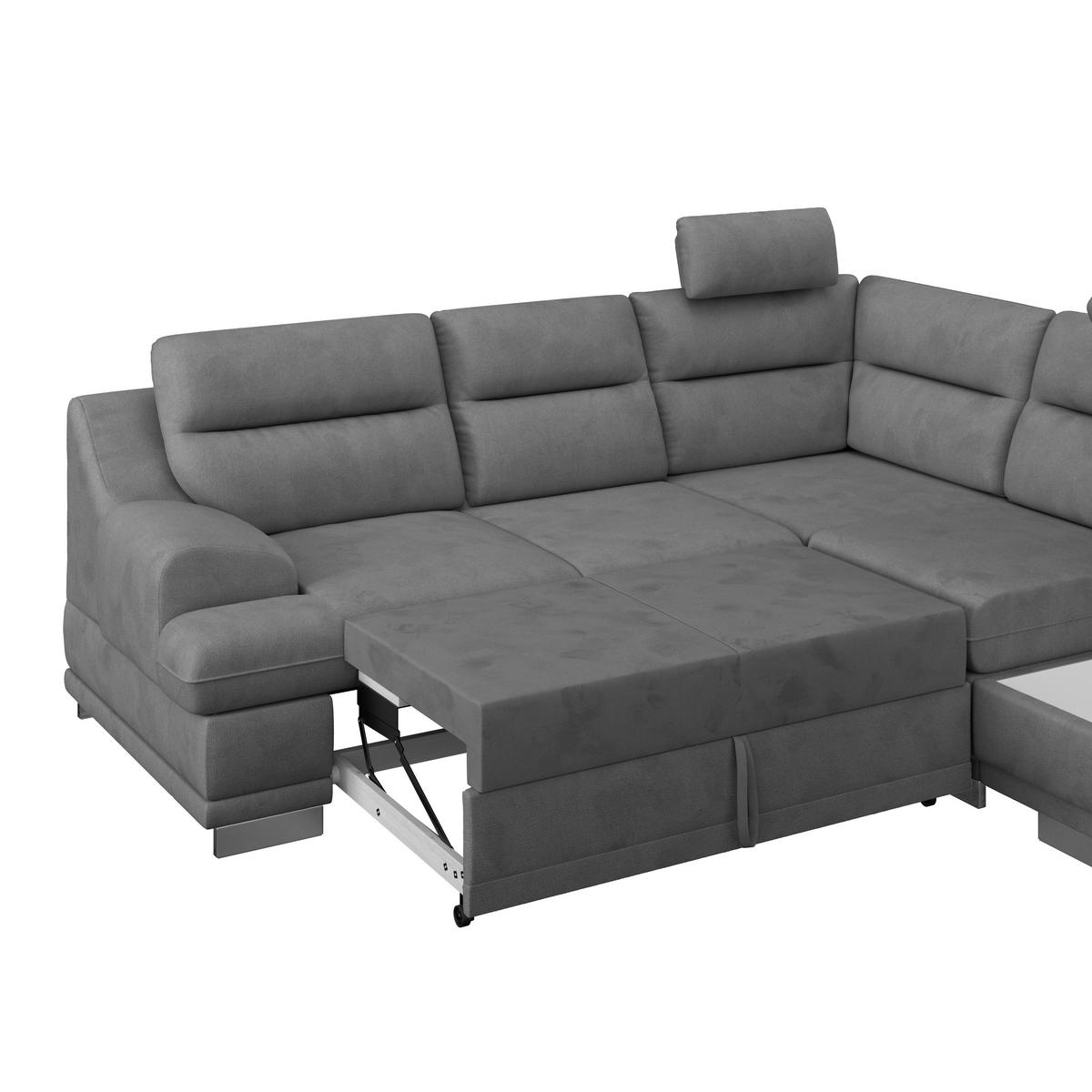 WOHNLANDSCHAFT in Velours Dunkelgrau  - Chromfarben/Dunkelgrau, Konventionell, Textil/Metall (264/217cm) - MID.YOU